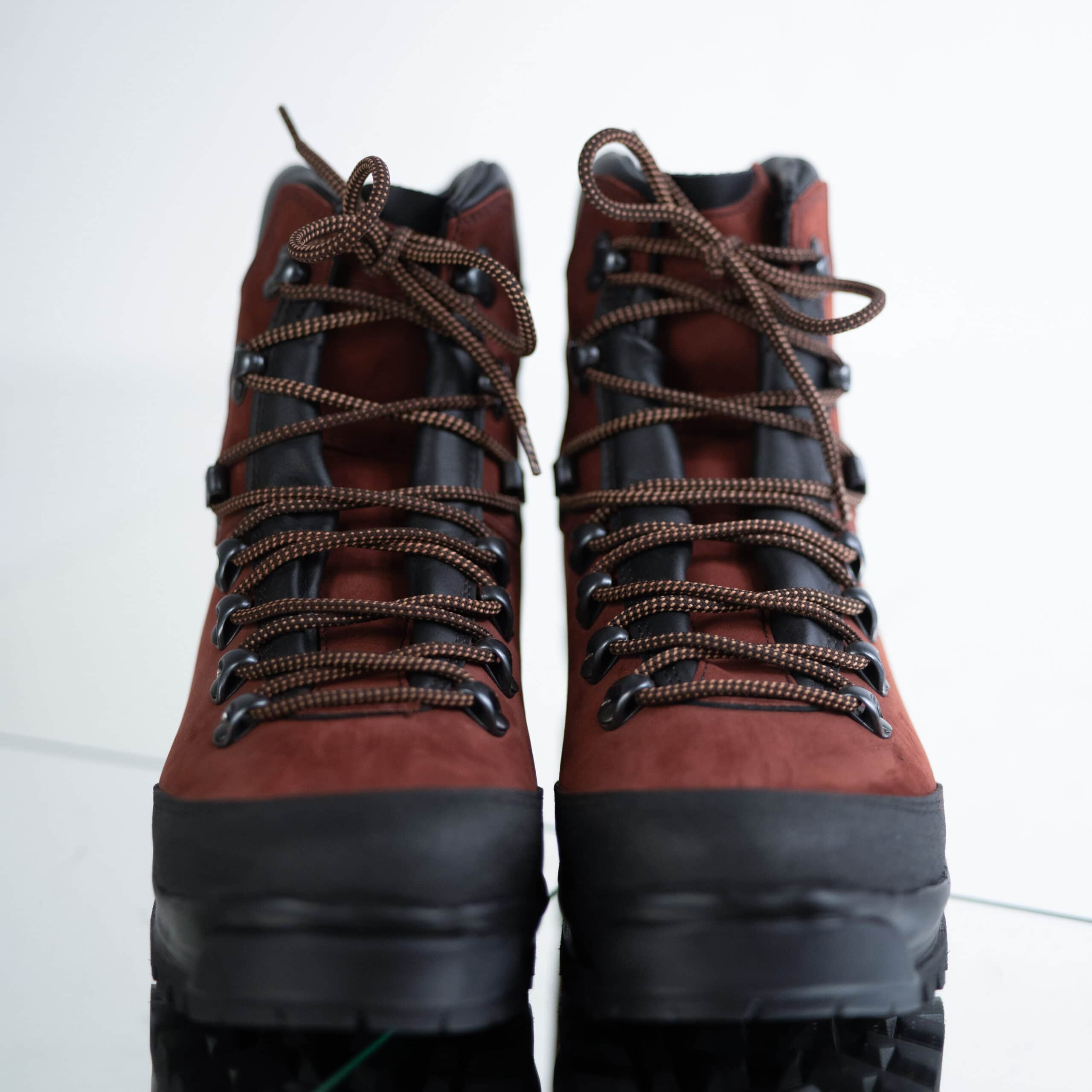 Bottes de randonnée 553P Rosso Aragosta OmaKing, vue de côté avec talon renforcé