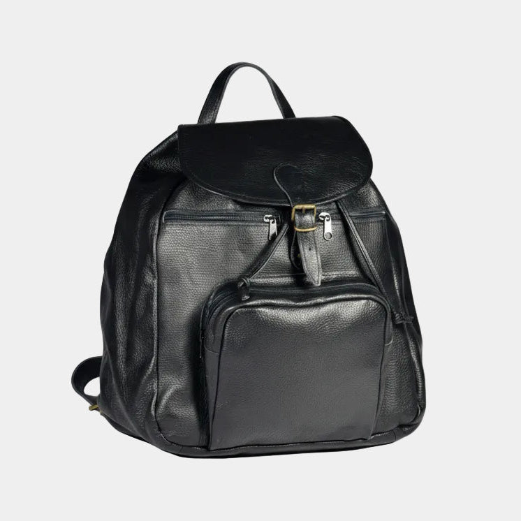 Handmade Leather Backpack 95-38 - Black