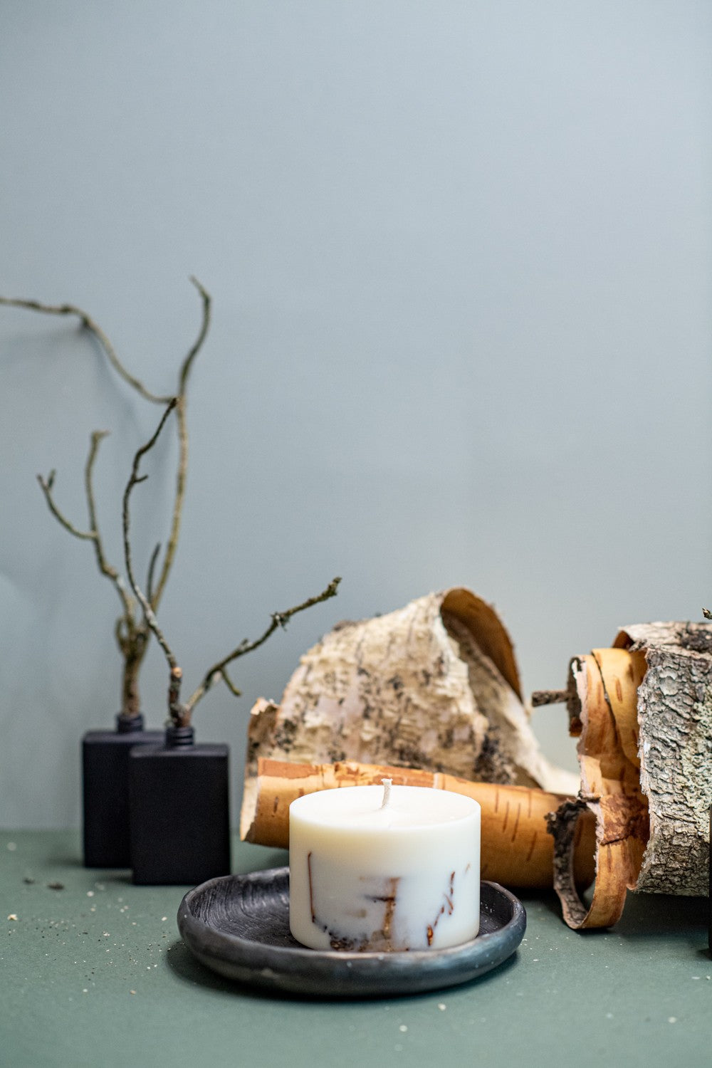 Bougie artisanale en cire de soja parfum bouleau, vue produit