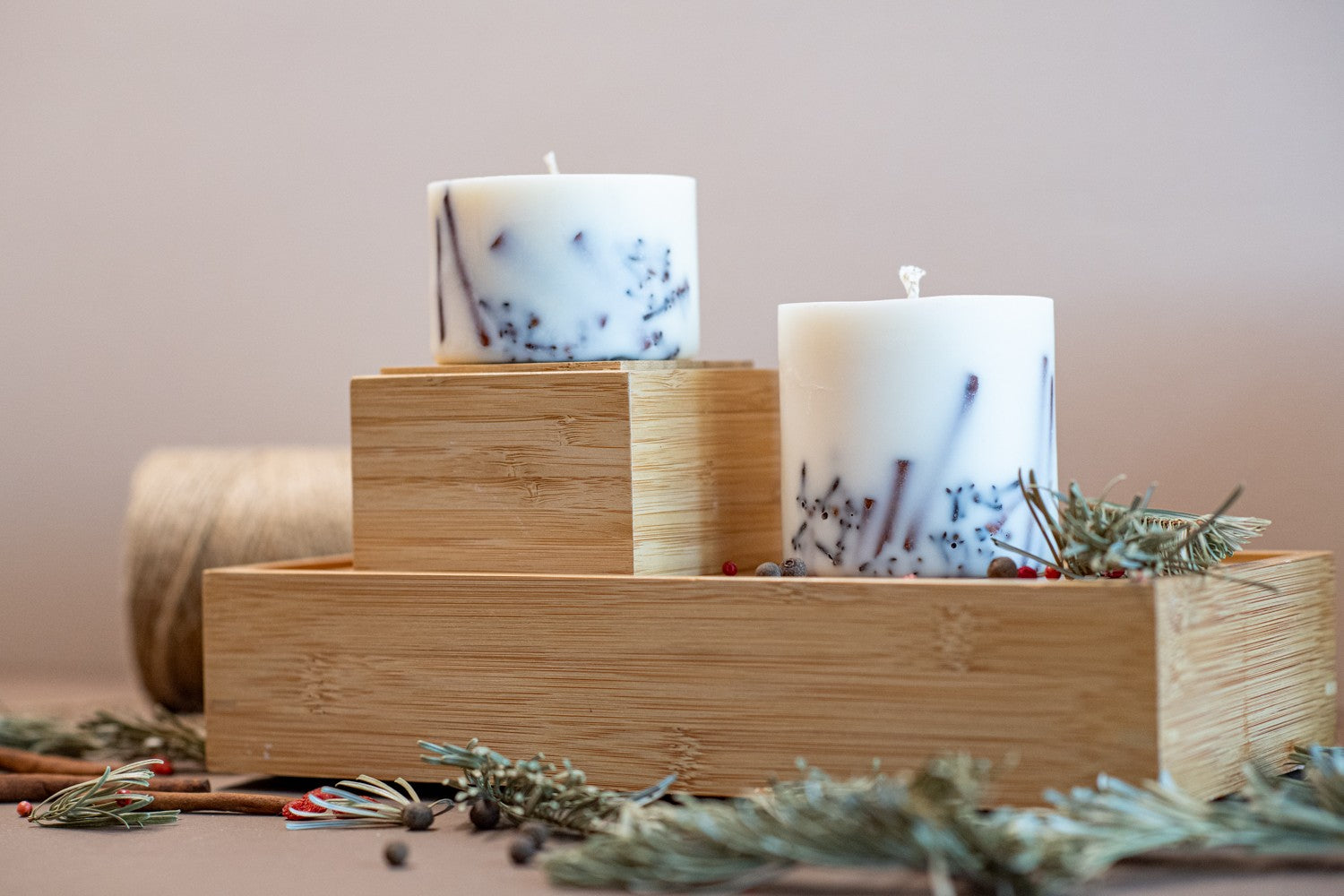 Bougie artisanale en cire de soja parfum cannelle, vue finale