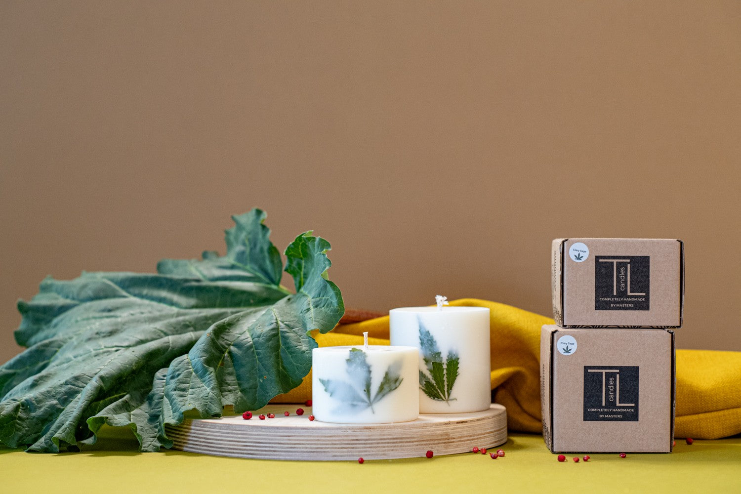 Bougie artisanale en cire de soja parfum sauge sclarée, vue produit