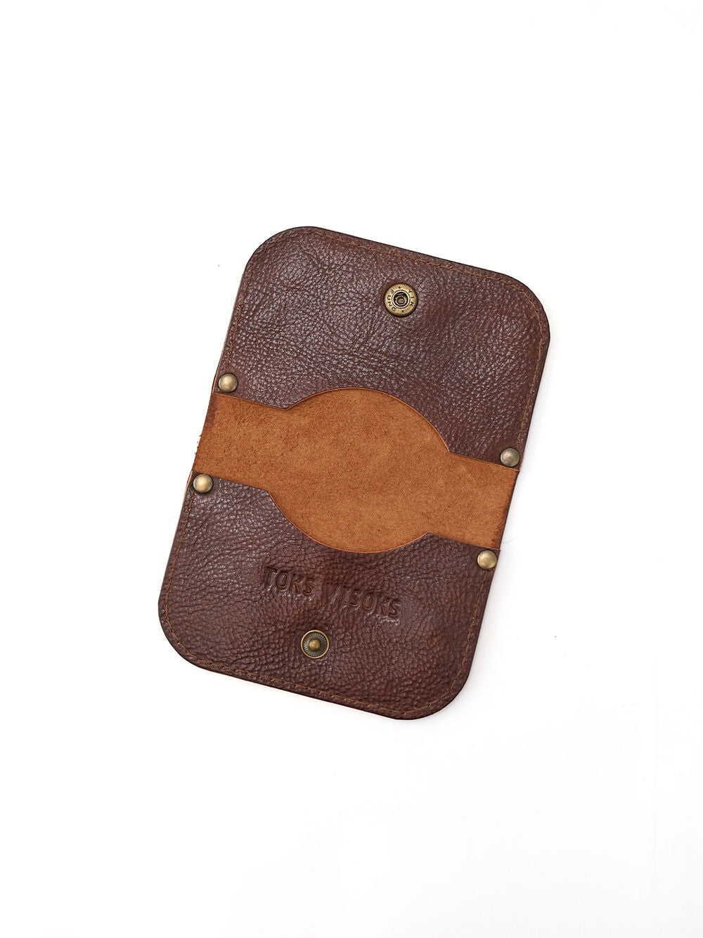 Portefeuille bicolore en cuir marbré marron et châtaigne, vue produit