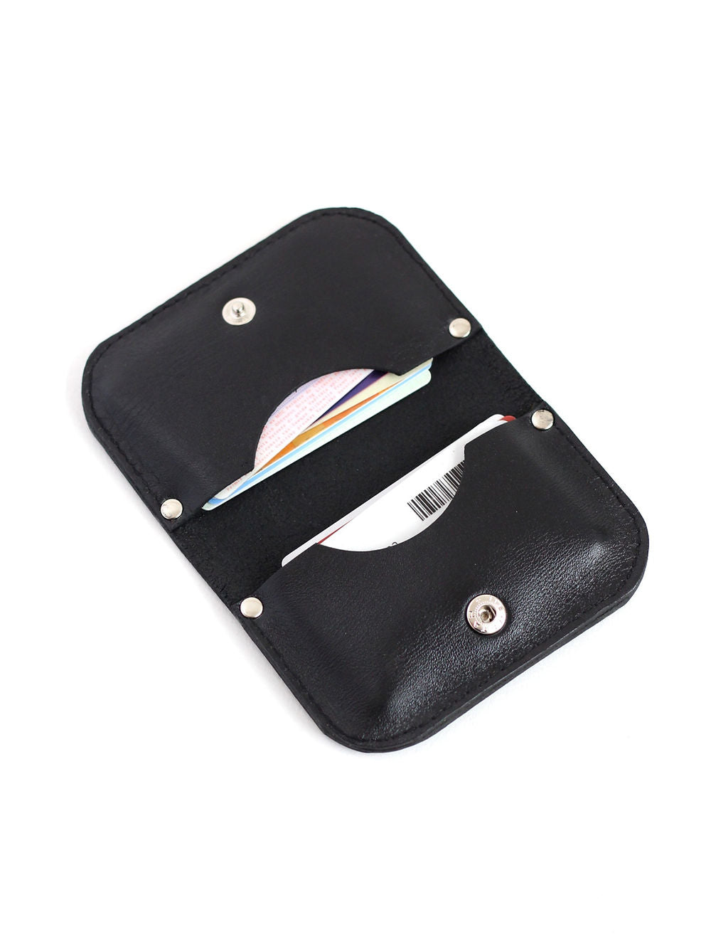Portefeuille SUNDAY TOKS VISOKS en cuir noir, ouvert avec porte-cartes et compartiment monnaie