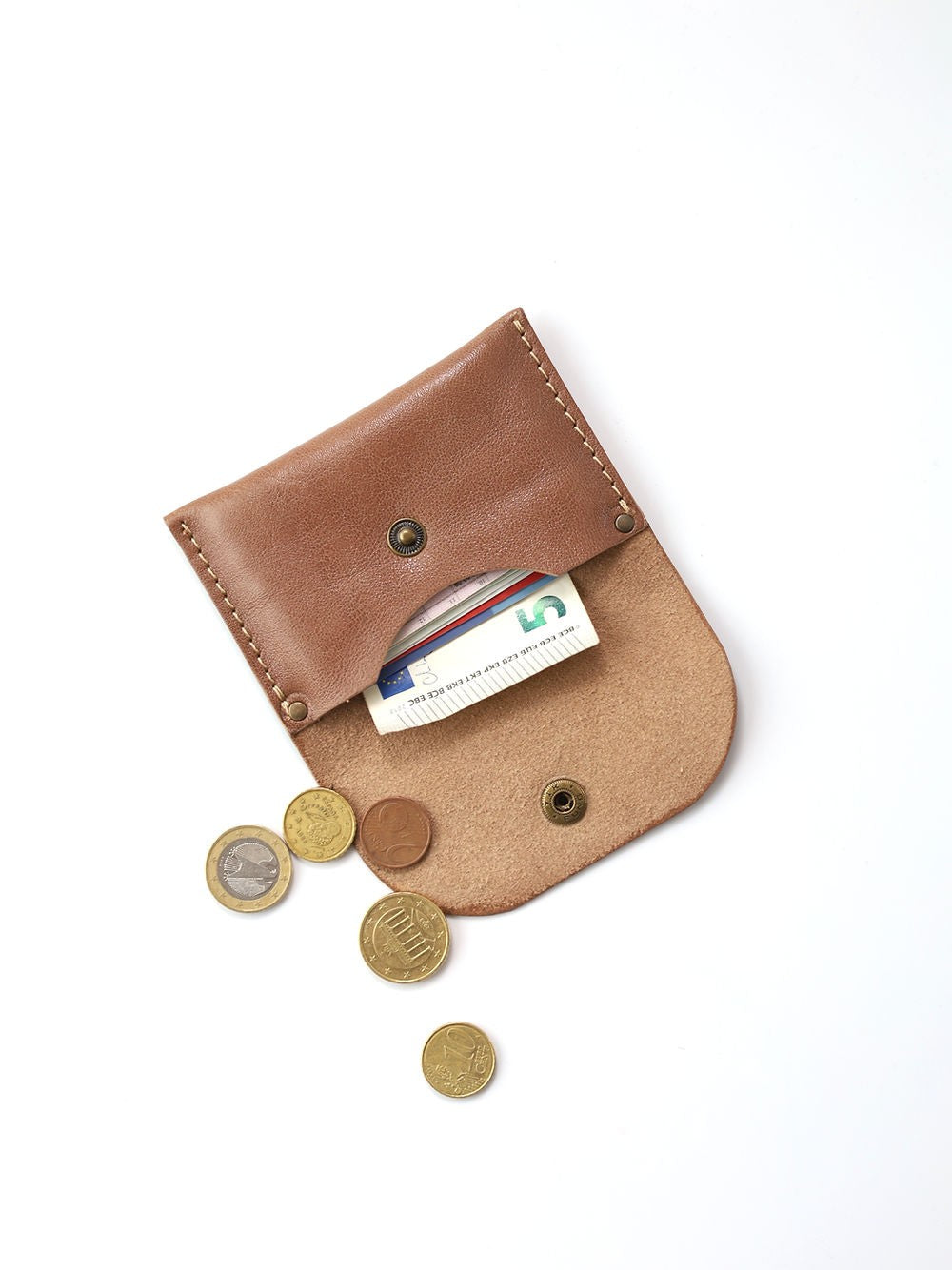 Portefeuille WEEKEND TOKS VISOKS en cuir cappuccino, finition souple
