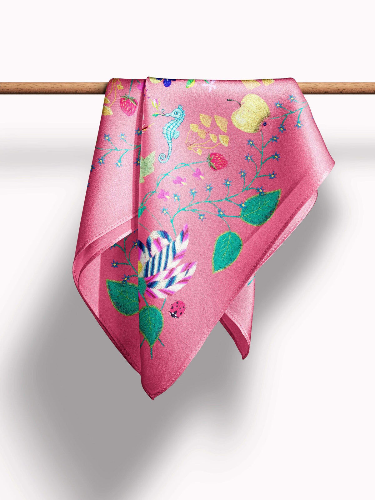 Unimoon Silk Scarf 63 × 63 cm – Pink Floral