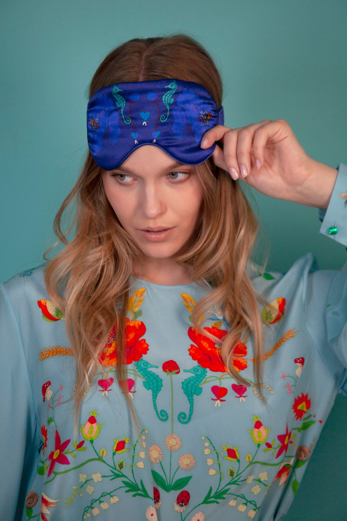 Unimoon Silk Sleep Mask – Blue Floral