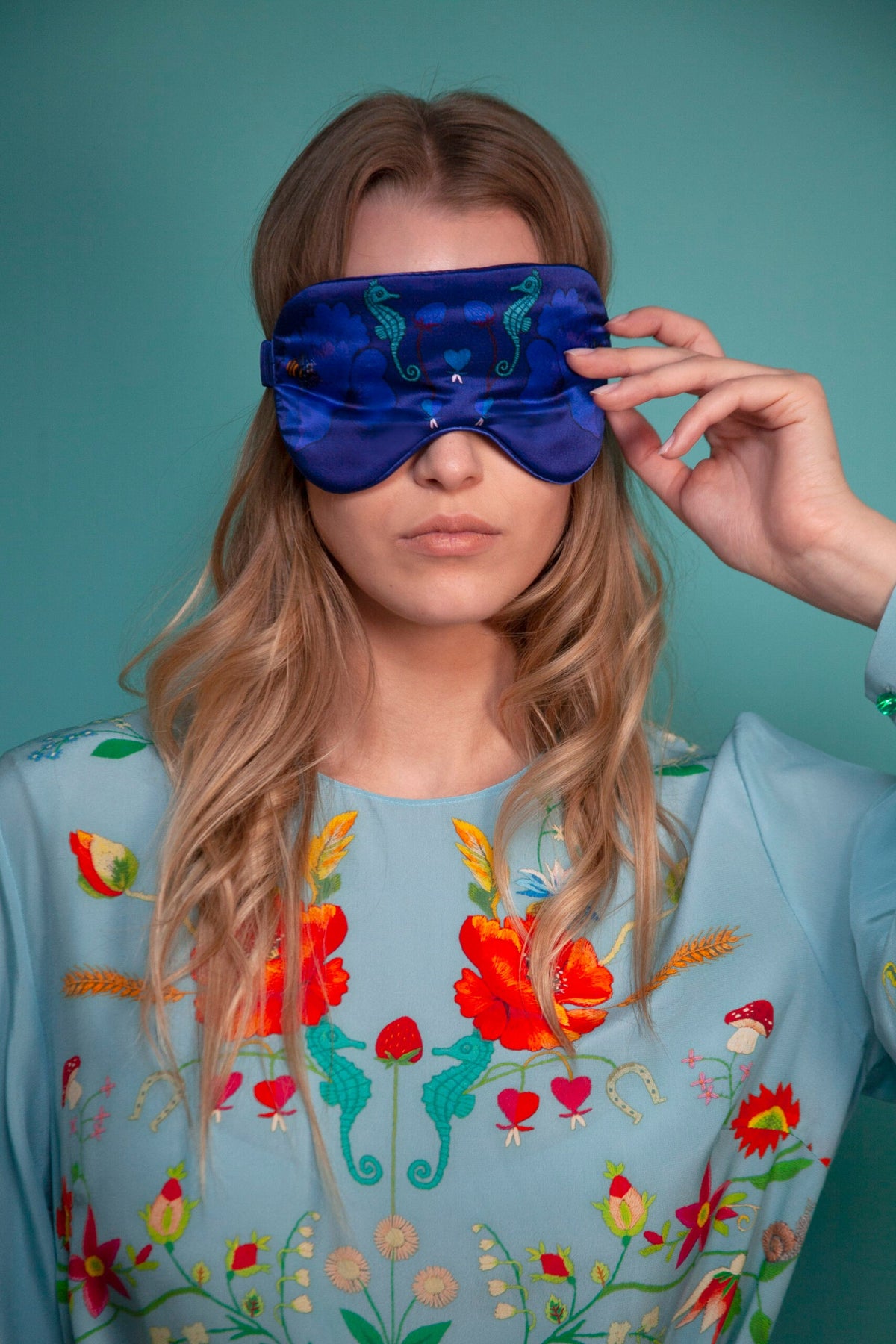Unimoon Silk Sleep Mask – Blue Floral