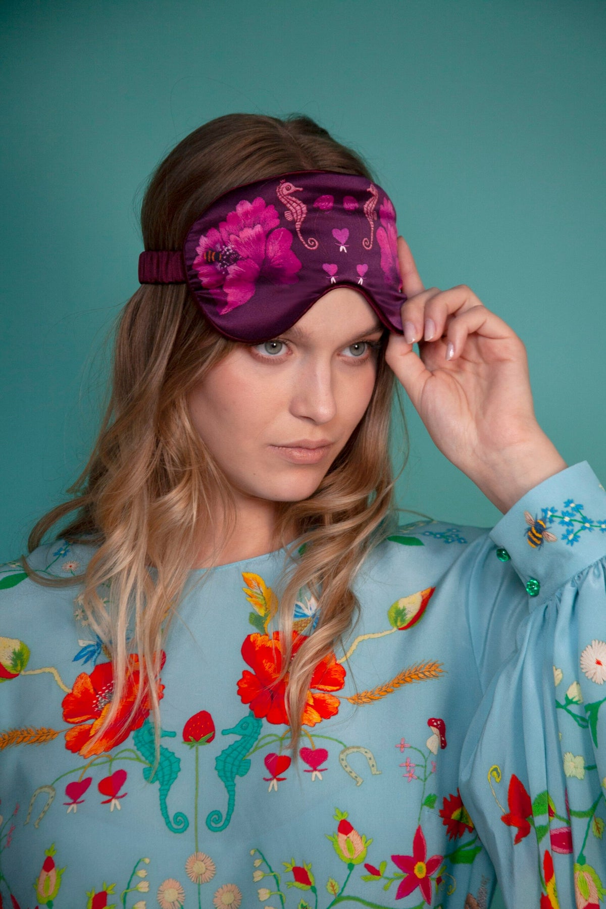 Unimoon Silk Sleep Mask – Burgundy Floral