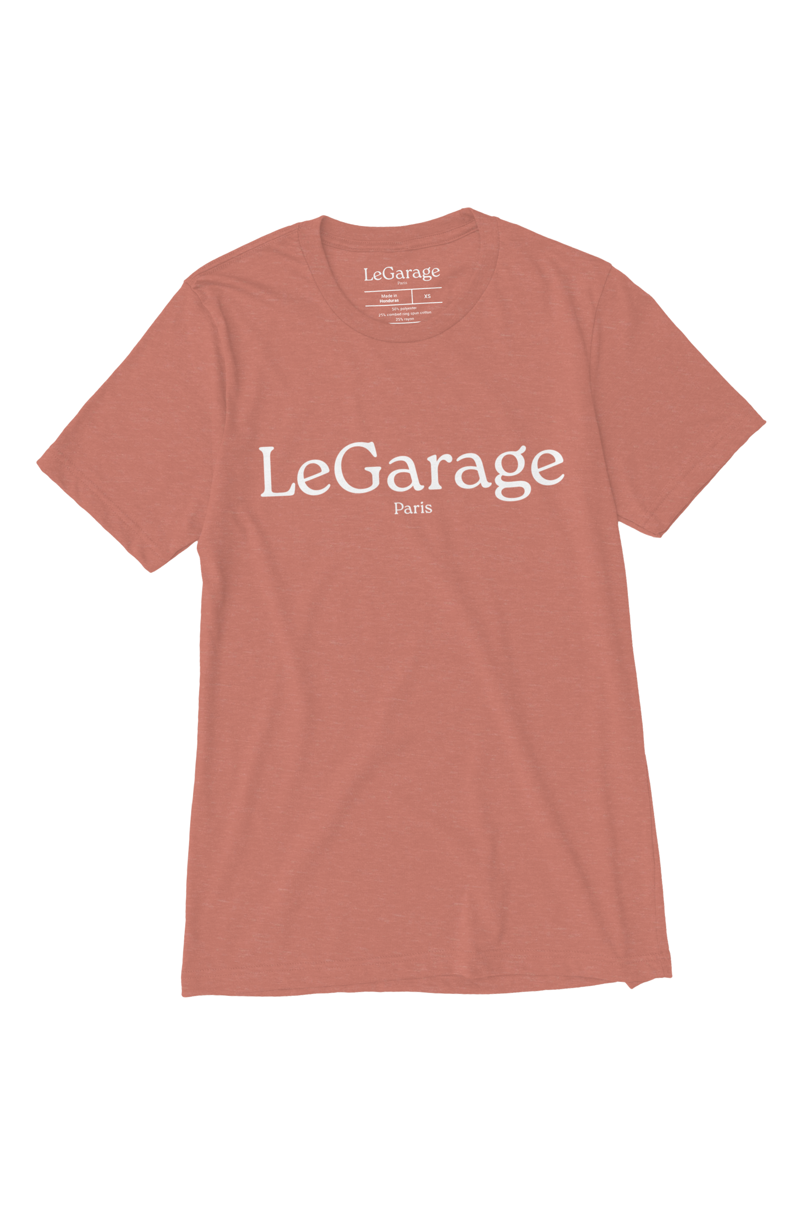 T-shirt unisexe tri-blend mauve, détail de la coupe basse et de la ceinture