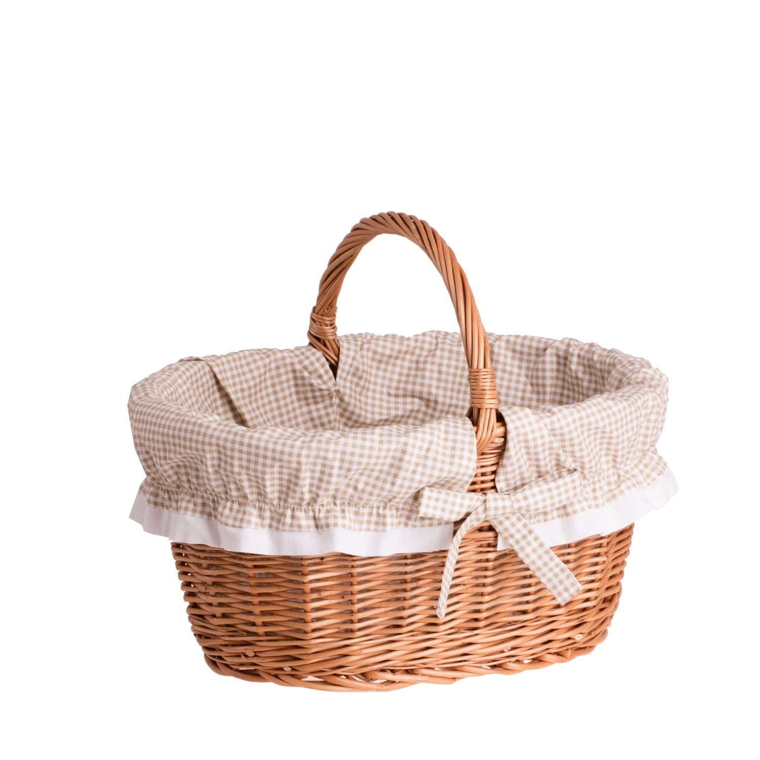 Panier de course en osier à anses et bordure beige modèle Walerissa, vue produit