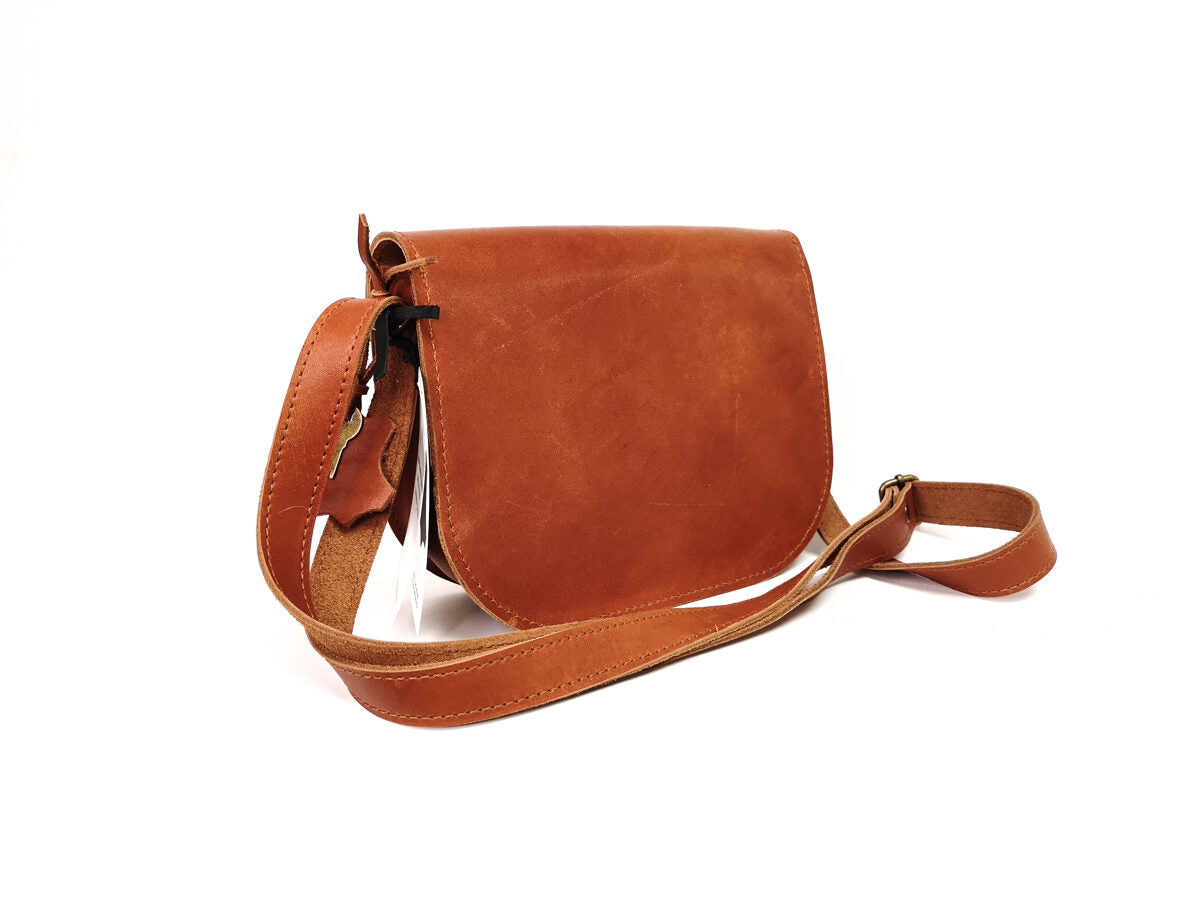 Sac selle taille moyenne en cuir naturel marron clair, vue alternative