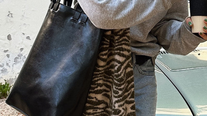 Sac cabas en cuir noir