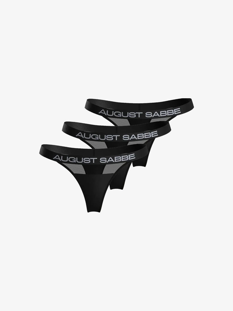 String taille mi-haute - Classic - Lot de 3 - Noir