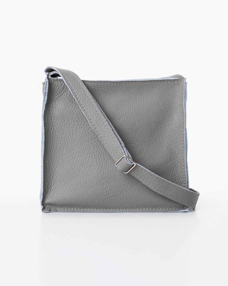 Sac à bandoulière en cuir Folk 1 gris clair - Trendbag