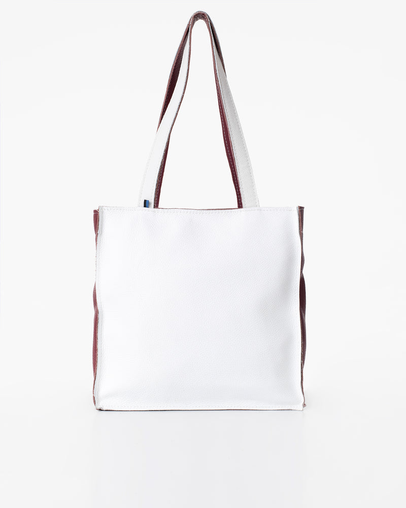 Sac cabas en cuir Folk 2 blanc - Trendbag