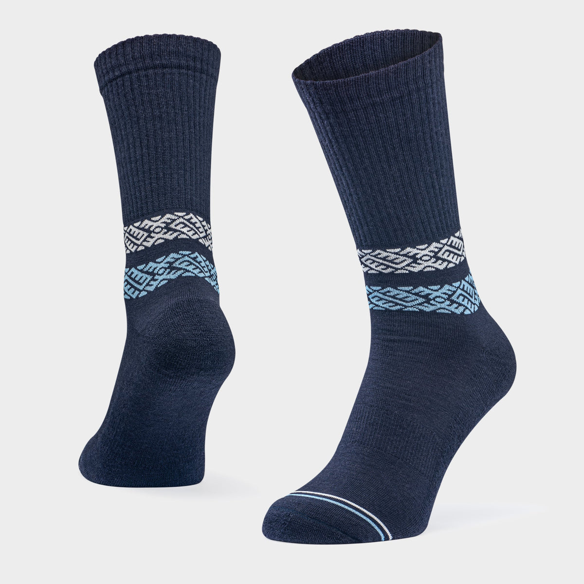 Chaussettes quotidiennes en laine mérinos unisexe blanches et bleues, vue finale