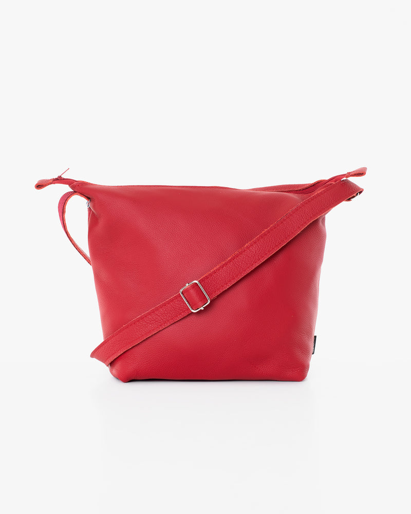 Sac à bandoulière en cuir Suvi XS rouge - Trendbag