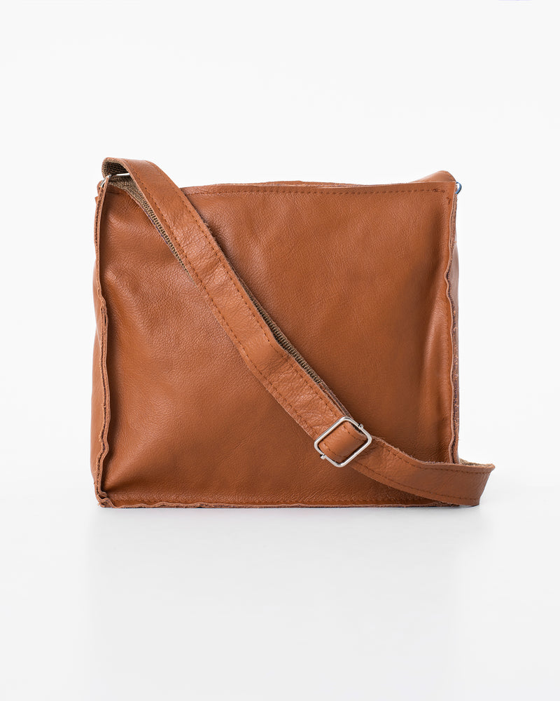 Sac à bandoulière en cuir Folk 1 noisette - Trendbag