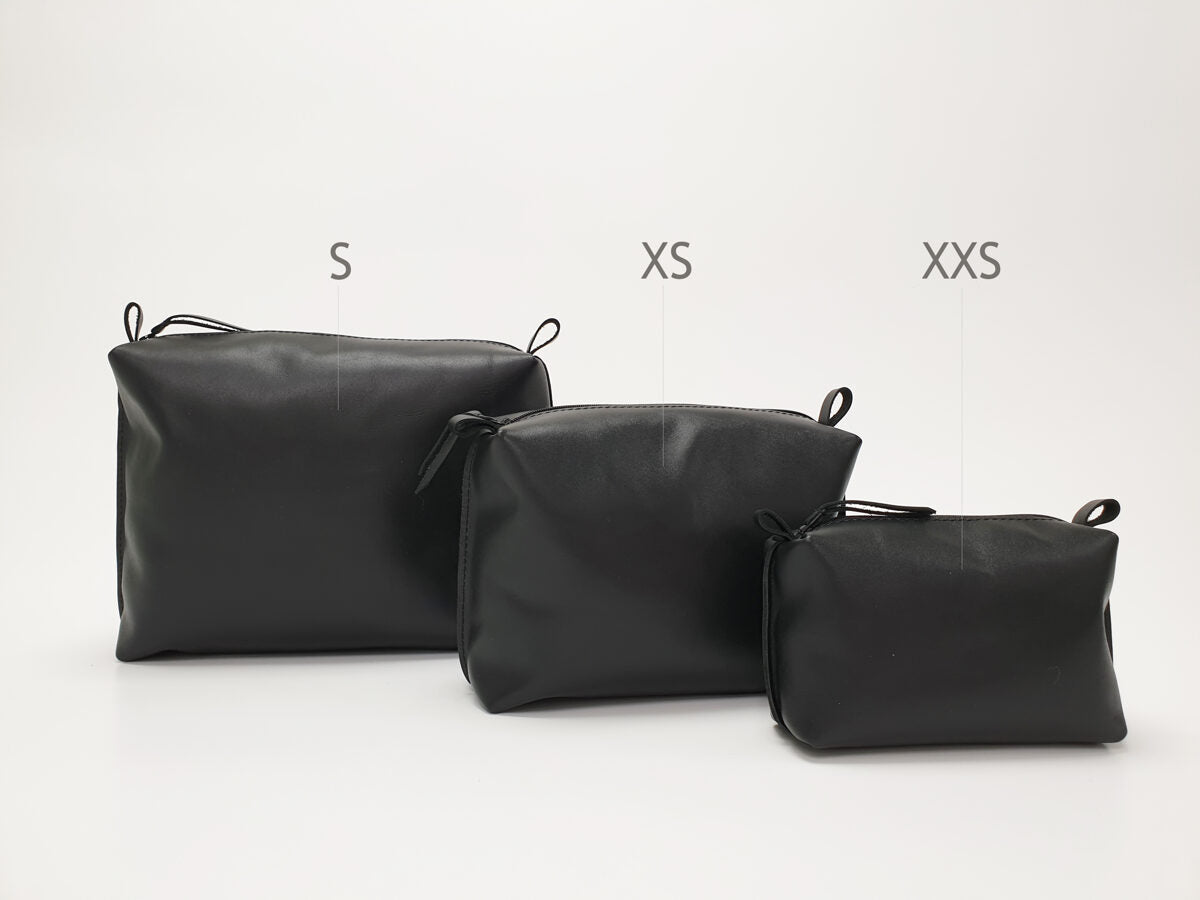 Trousse cosmétique en cuir noir, grand format, vue 5