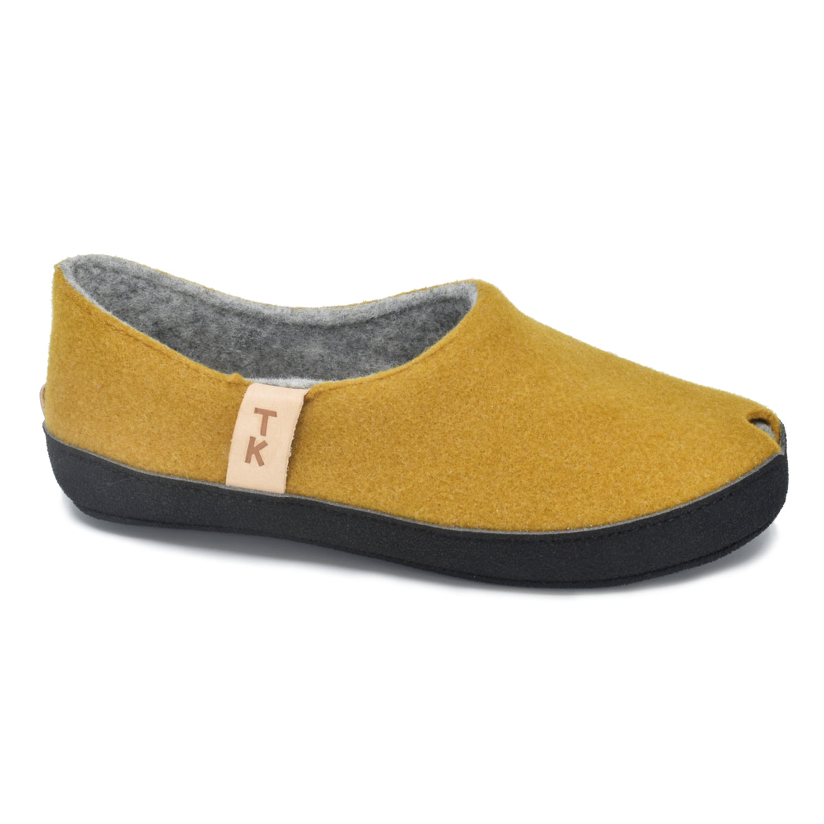 Chaussons en feutre de laine jaune moutarde - TOKU Budapest, photo 1