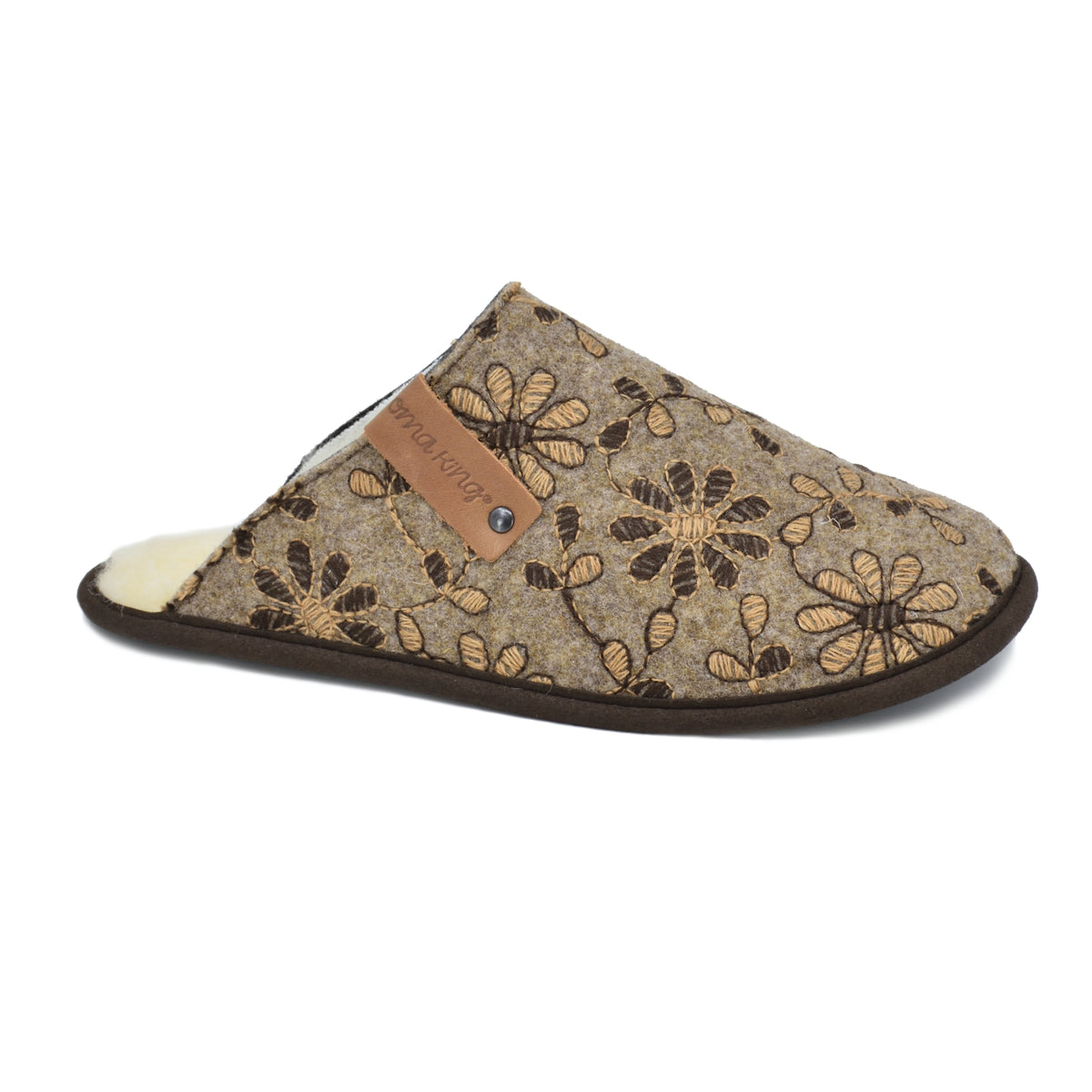 Chaussons en feutre naturel à motif floral (v2) - Jugu, photo 1