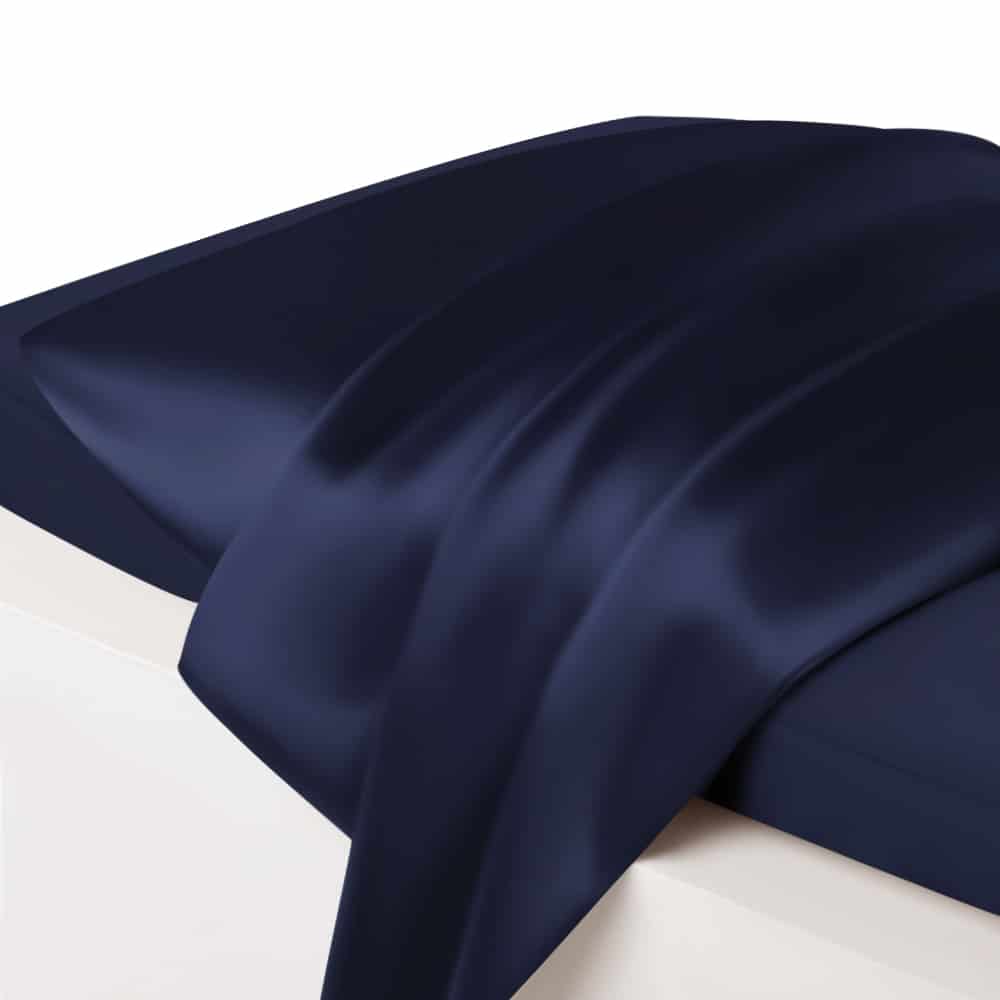Moonsilk, taie d’oreiller en soie de mûrier 22 mommes, coloris bleu marine