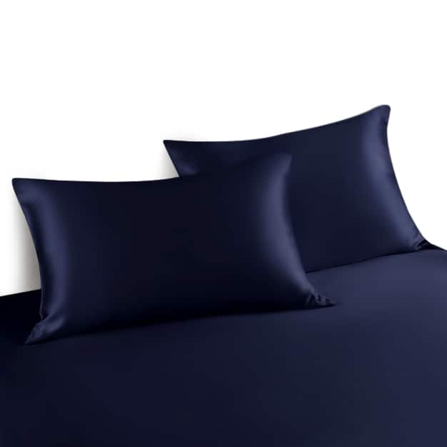 Moonsilk, taie d’oreiller en soie de mûrier 22 mommes, coloris bleu marine