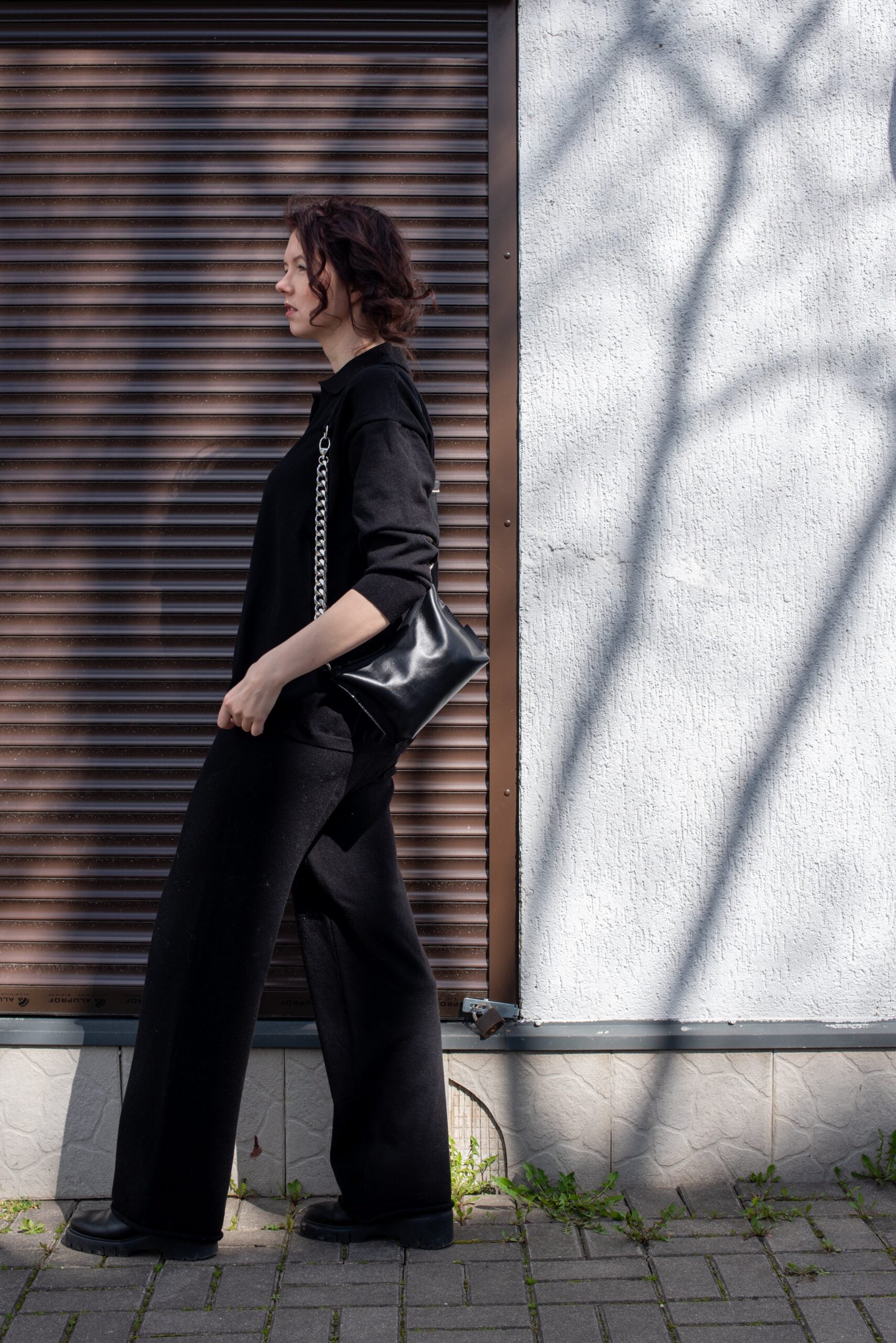 Sac à main hobo en cuir noir, petit modèle, chaîne personnalisable, vue 9
