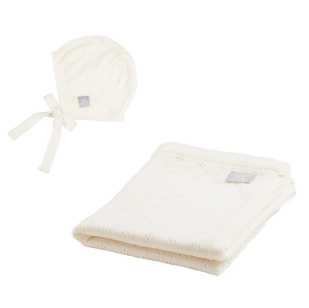 Coffret naissance LOVE, couverture et bonnet en mérinos, Wool In Love