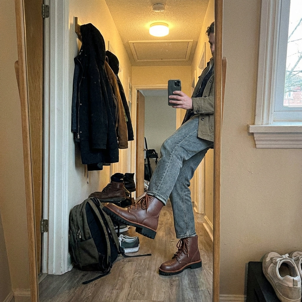 Bottines unisexes en cuir naturel brun Saapad A-PS-2, deuxième vue produit
