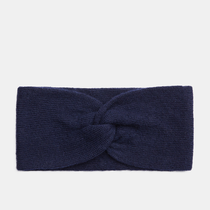 Bandeau Alpaka en laine bébé alpaga motif carreaux bleu marine, vue produit