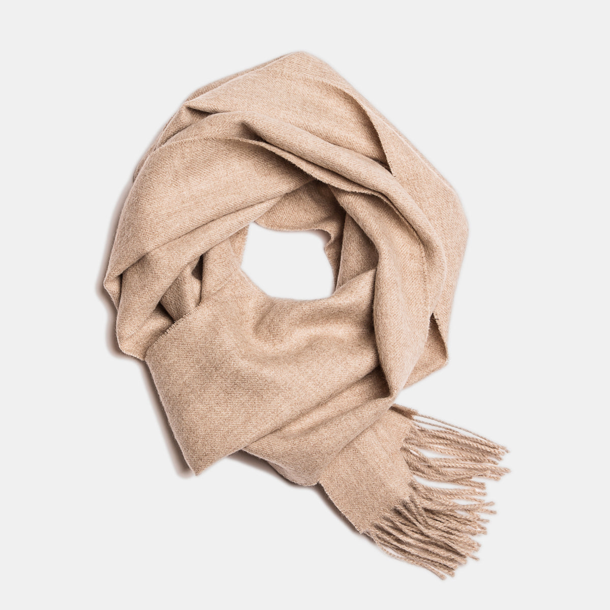 Écharpe en alpaga bébé teinte lait café gris mélangé, vue à plat