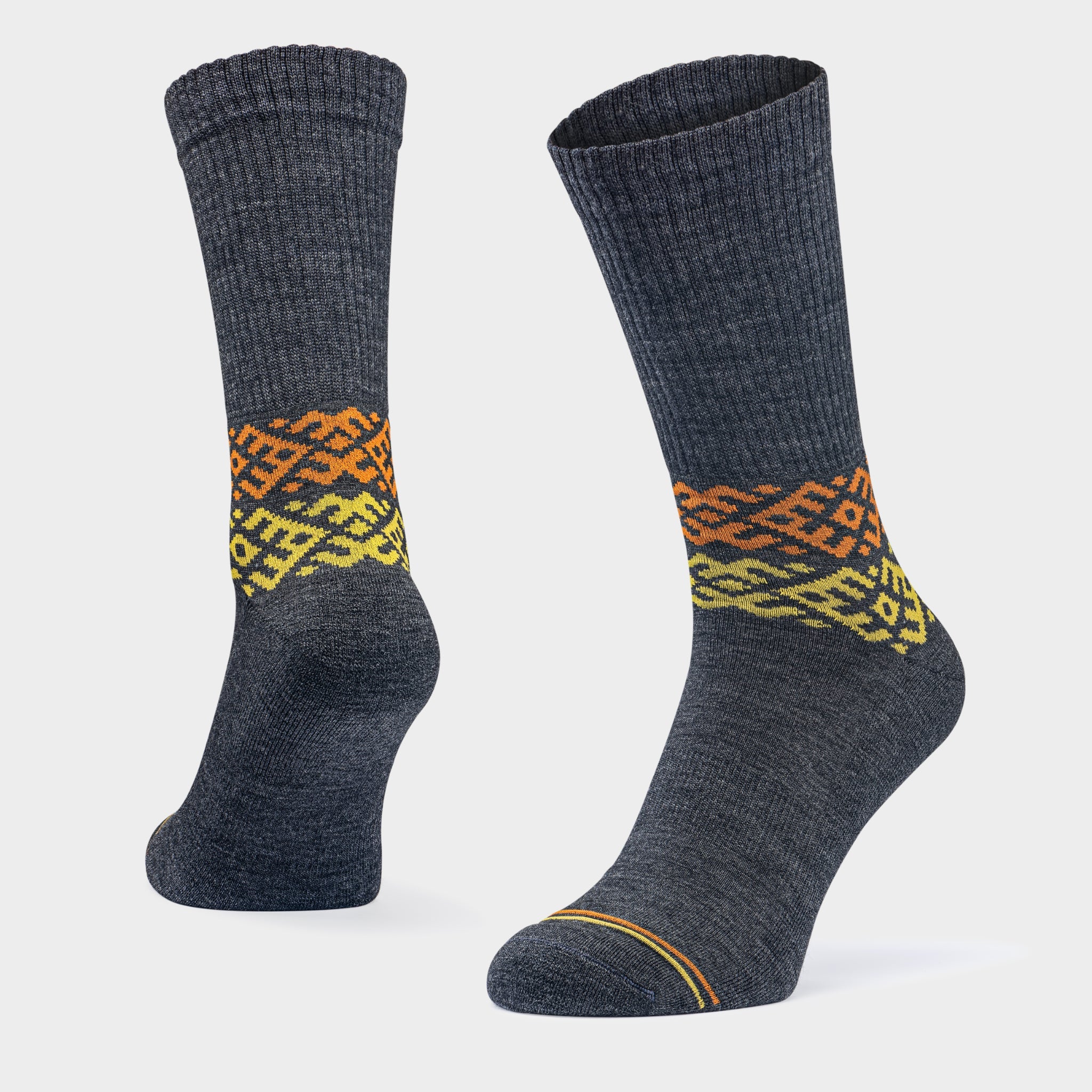 Chaussettes quotidiennes en laine mérinos unisexe gris foncé, vue détaillée
