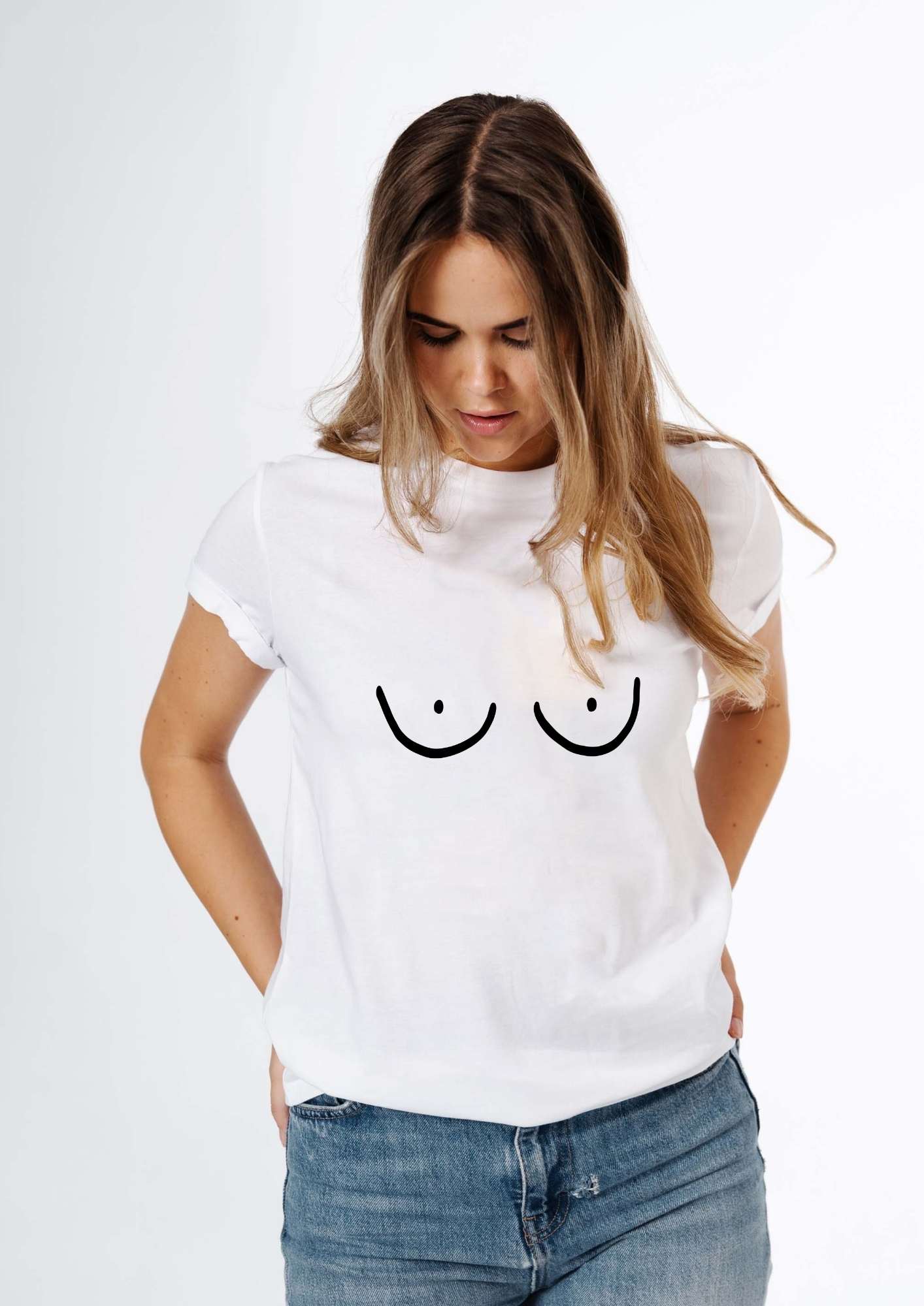 T-shirt Boobs Black Giraffe Brand, motif poitrine poétique