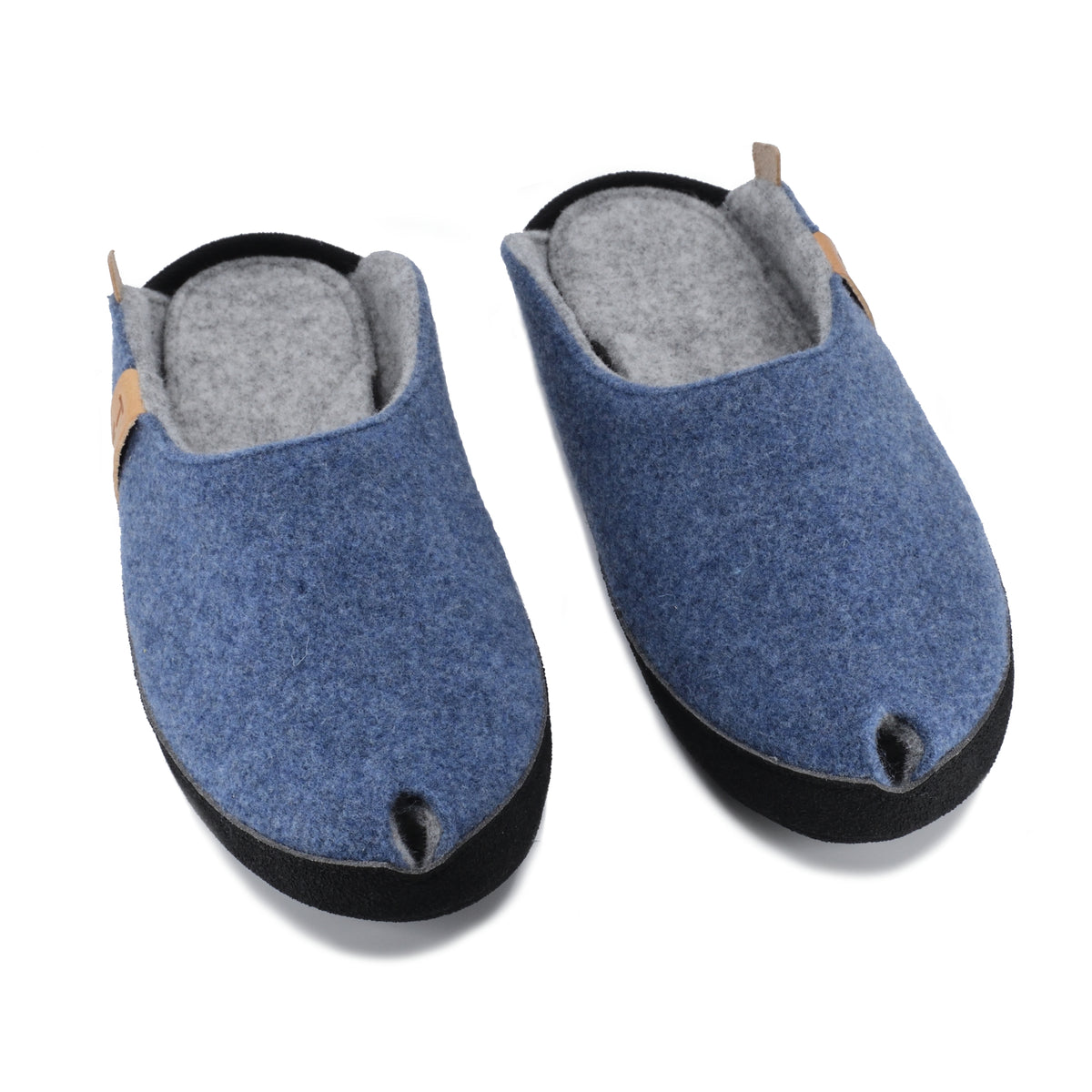 Chaussons en feutre de laine bleu - TOKU Brussels, photo 2