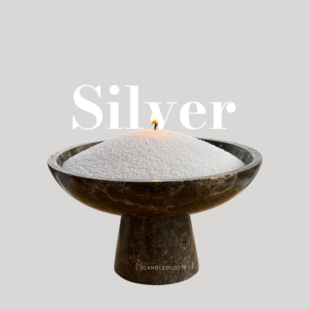 Recharge bougie en poudre Candledust sans parfum argent 330 grammes, vue produit