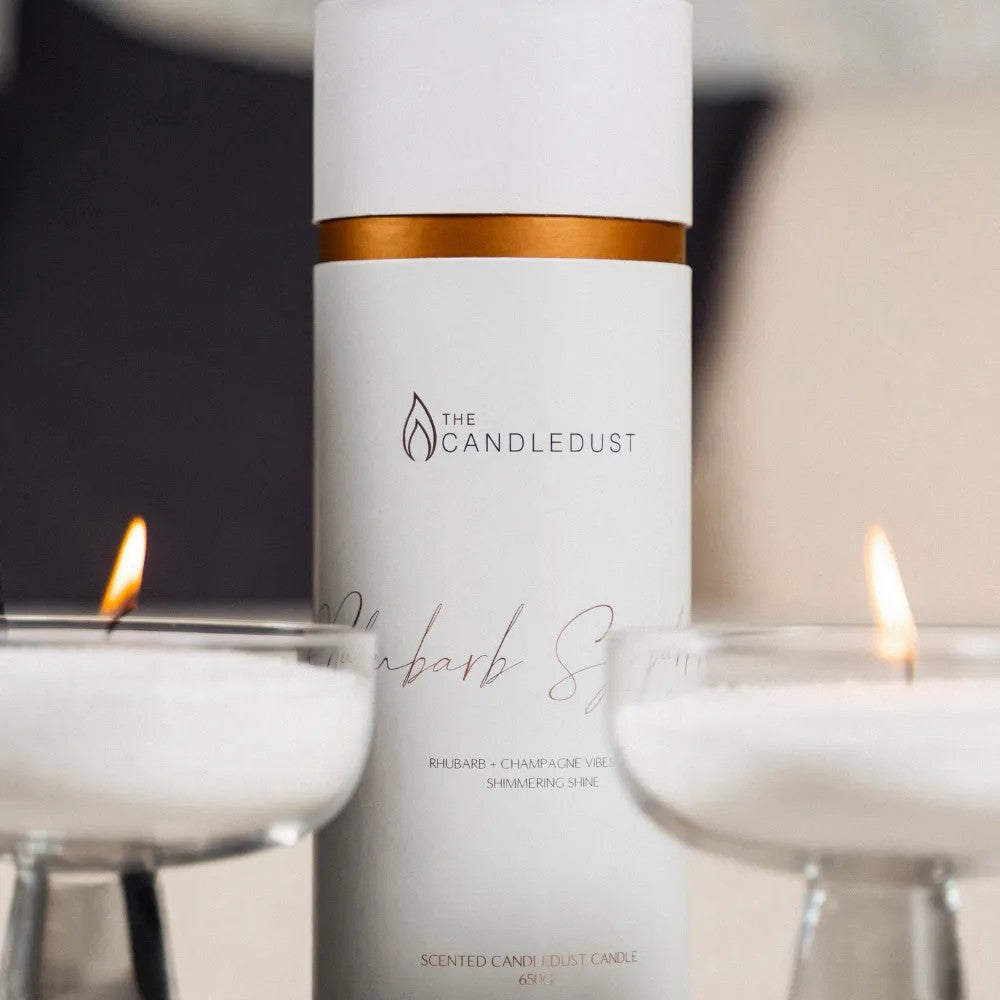 Champagne Rhubarb Size Trio, 160g Candle + 350g Refill + 650g Tube