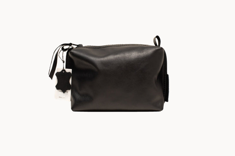 Trousse cosmétique en cuir noir, format moyen