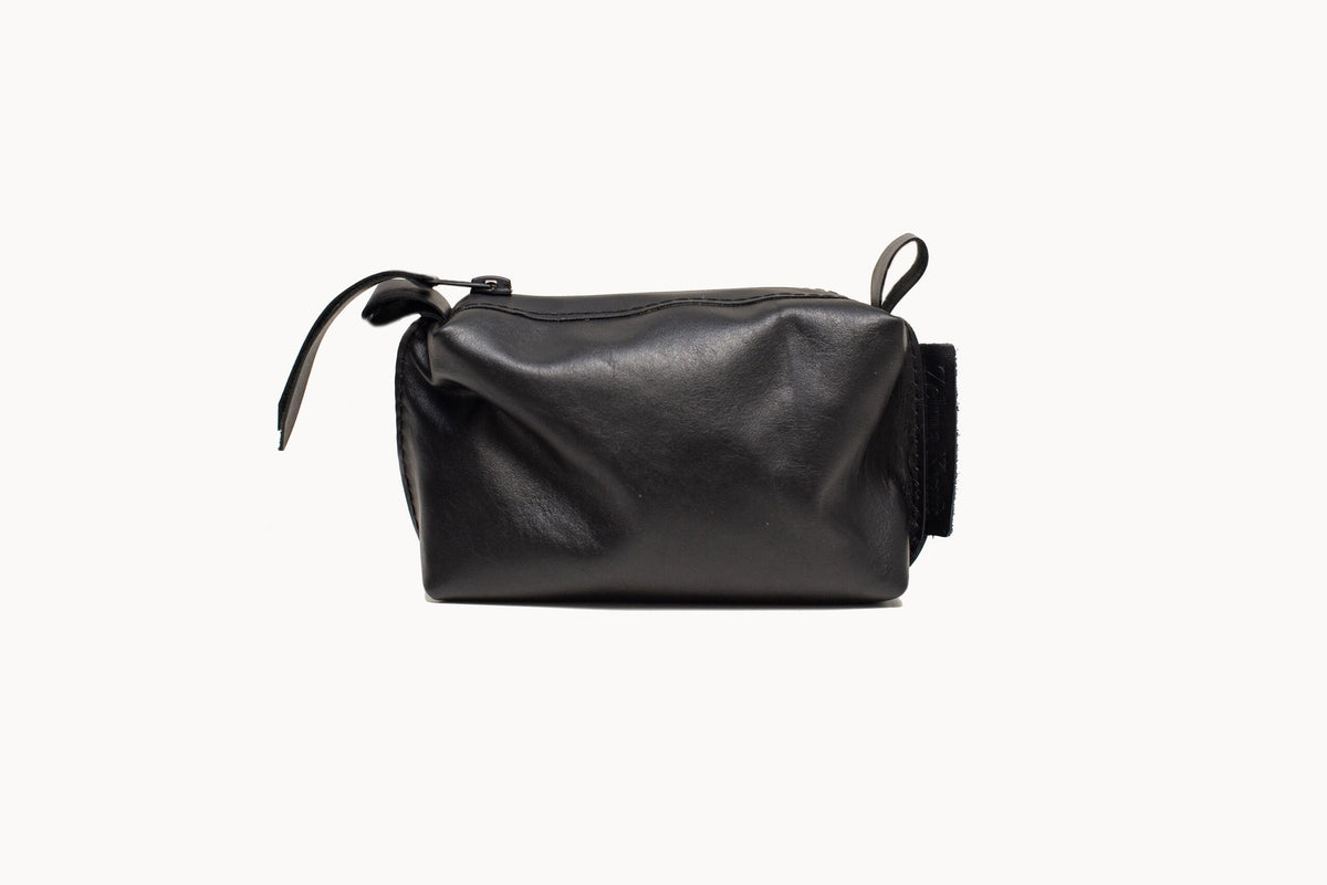 Trousse cosmétique en cuir noir, petit format