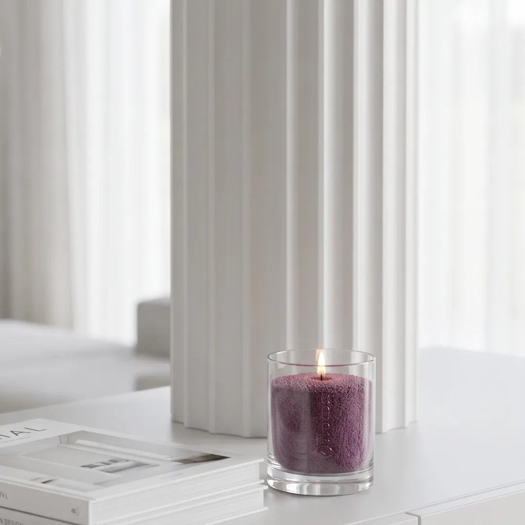 Dark Lilac Unscented Candle in Glass, 160g