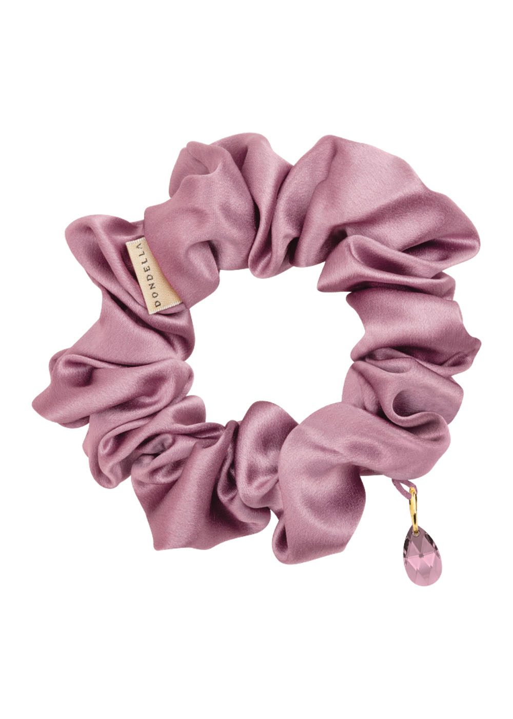 Chouchou Dondella en soie de Mulberry lilas orné d'un cristal, vue alternative