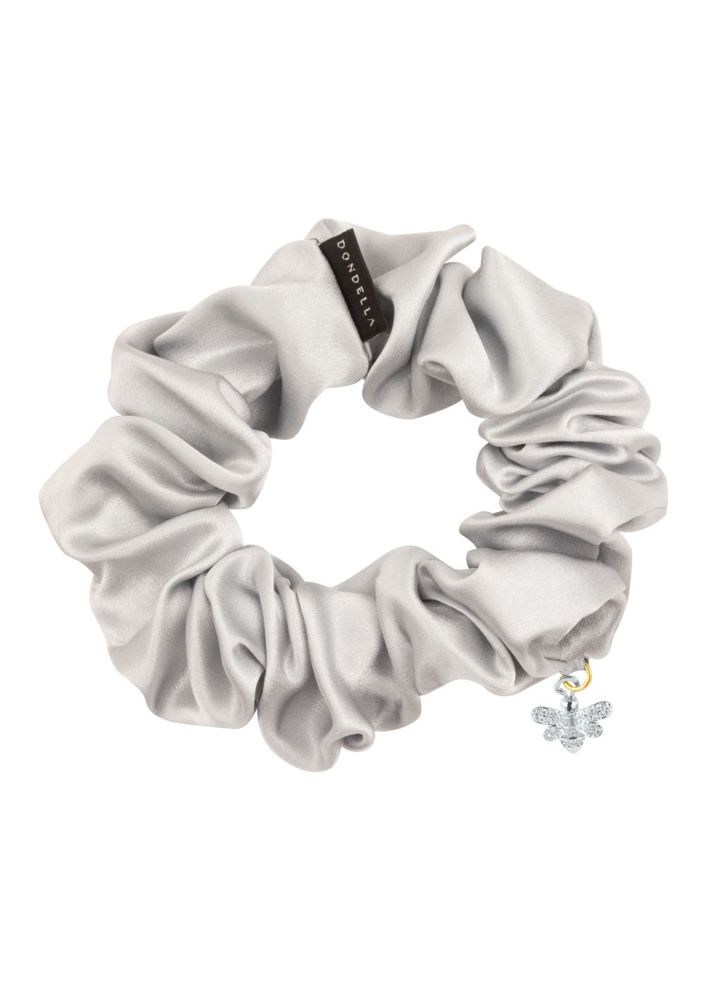 Chouchou Dondella en soie de Mulberry gris motif abeille, vue produit