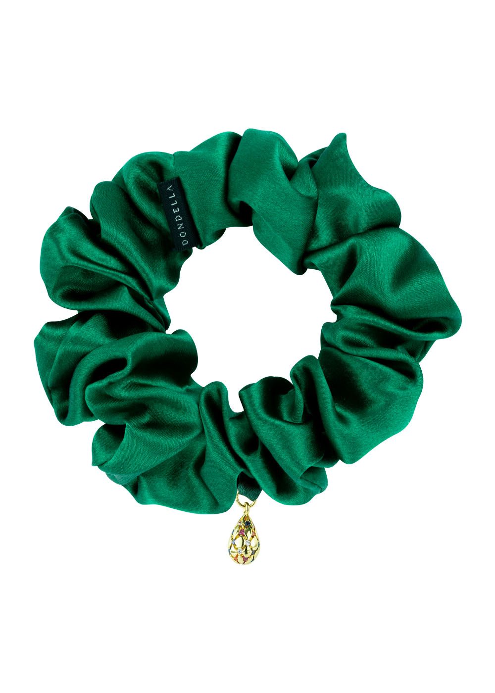 Chouchou Dondella en soie de Mulberry vert motif goutte, vue alternative