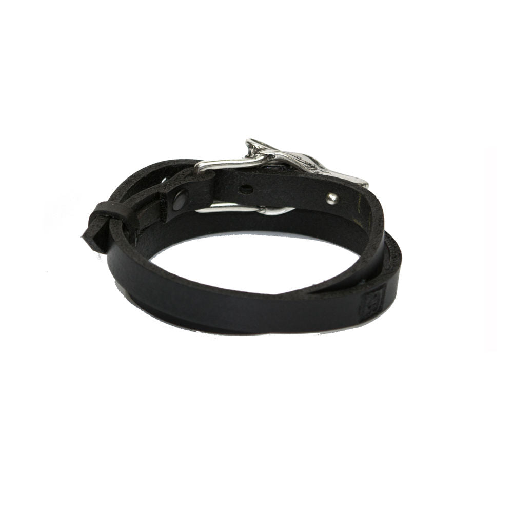 Bracelet en cuir modèle Wolf finition argent mat, vue alternative