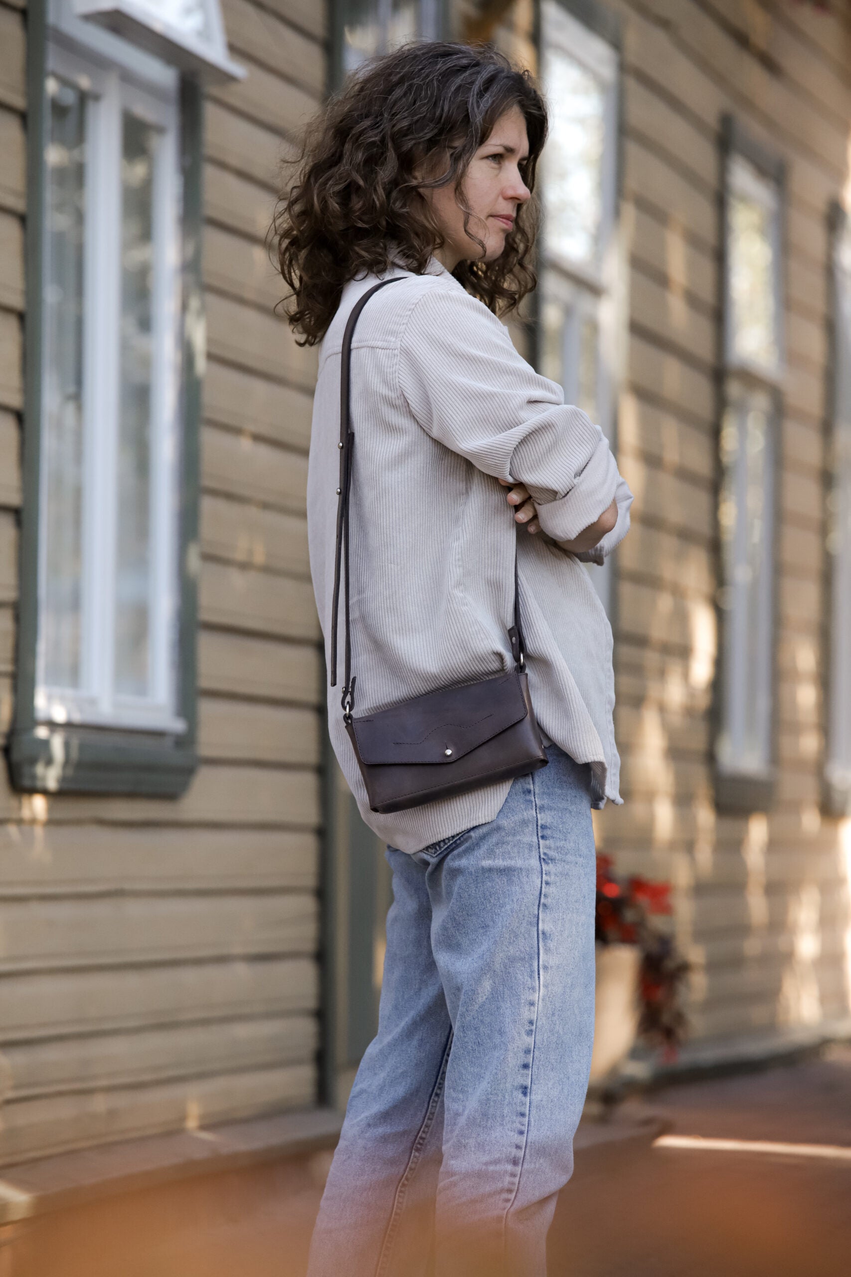 Sac bandoulière en cuir modèle KOKUKA petite taille, vue finale