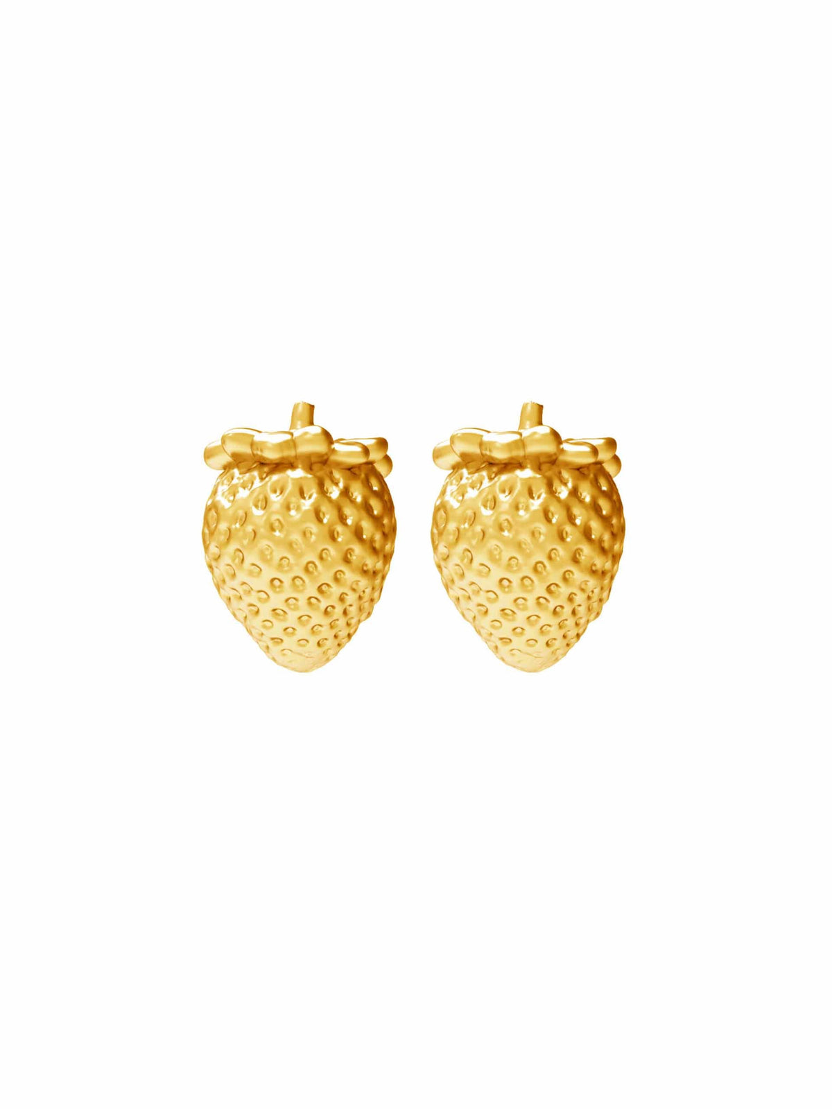 Gold Strawberry Silver Earrings