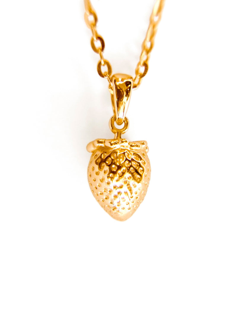 Gold Strawberry Silver Pendant