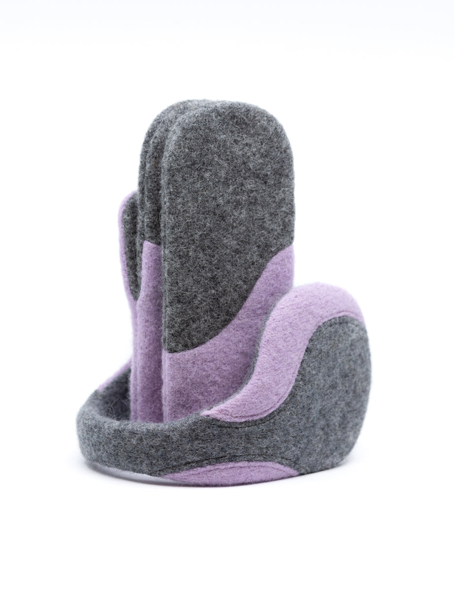 Moufles HERTTA en laine feutrée gris moyen et lilas, vue alternative