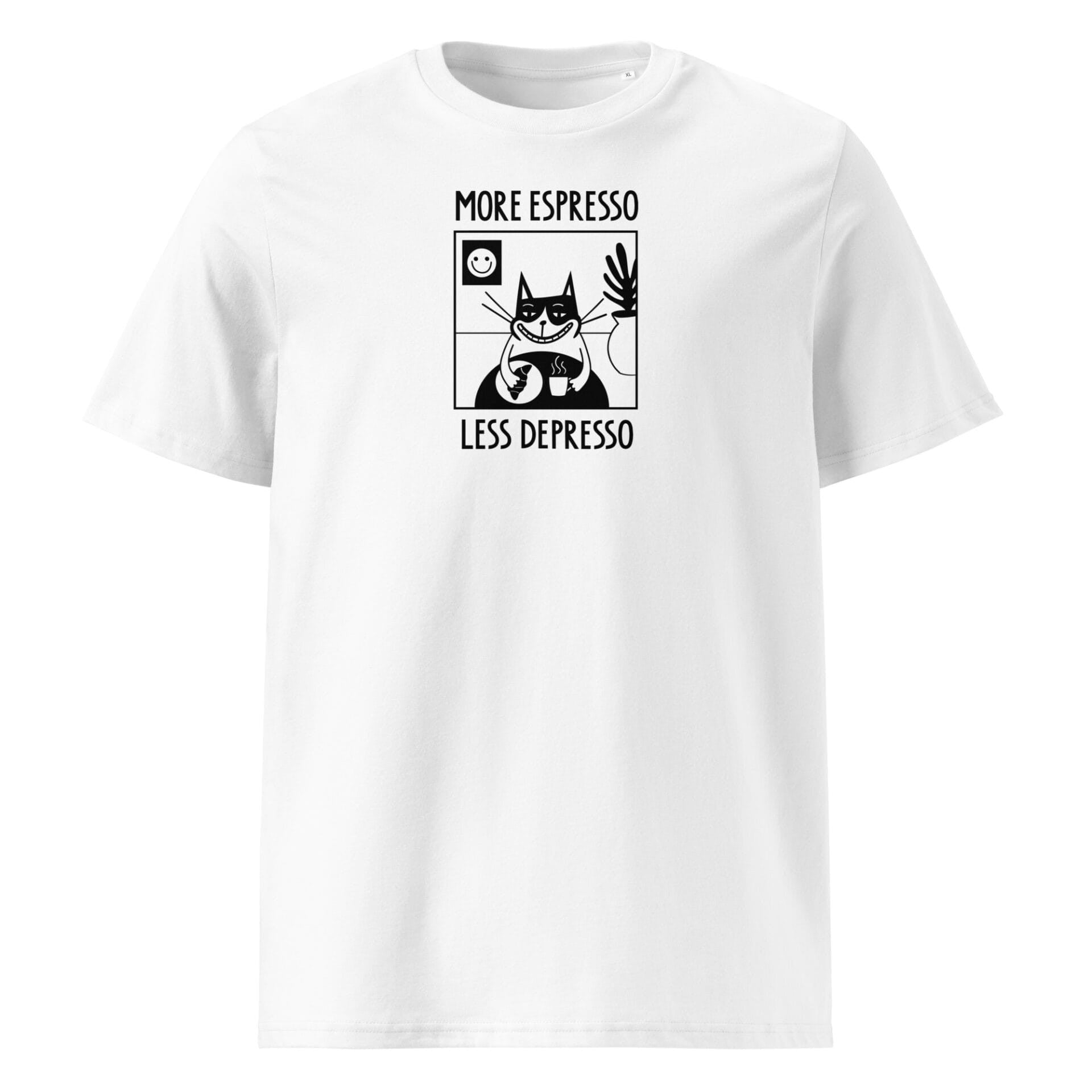 T-shirt unisexe imprimé More Espresso Less Depresso, vue finale