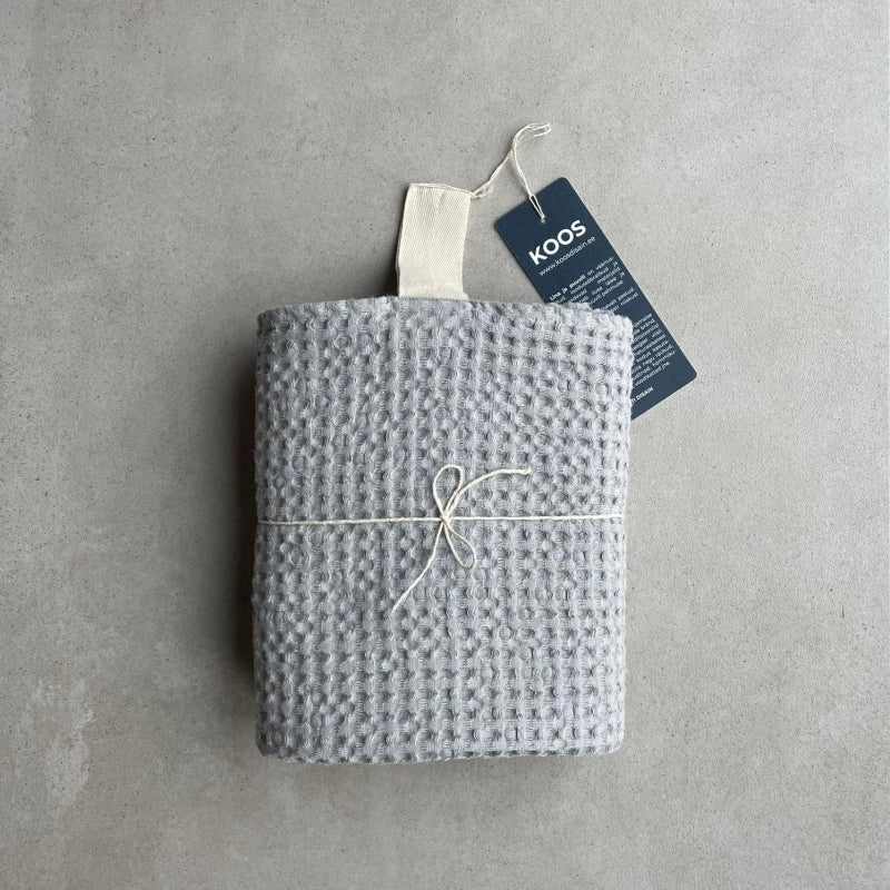 Grande serviette en lin nid d'abeille gris KOOS, tissu épais